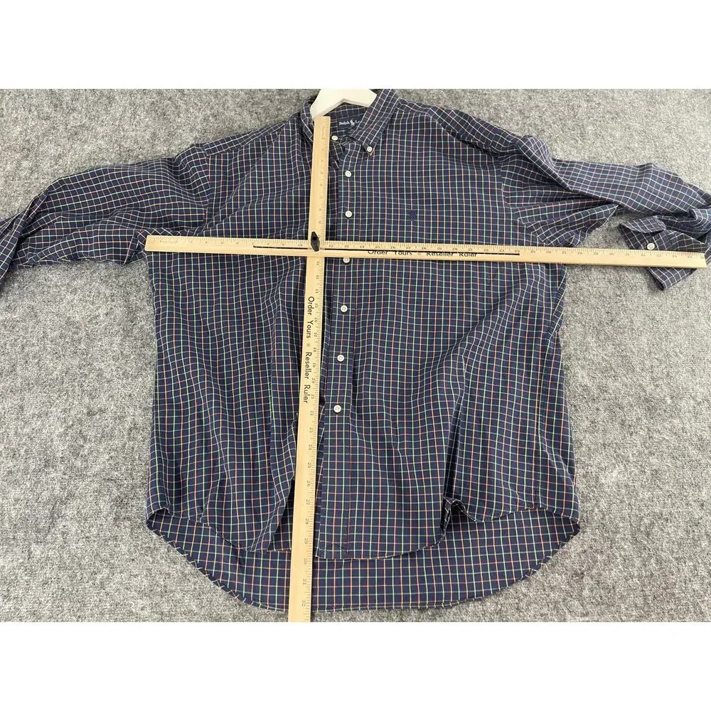 Polo Ralph Lauren Shirt Mens Extra Large Blue Check Plaid Button Up N192